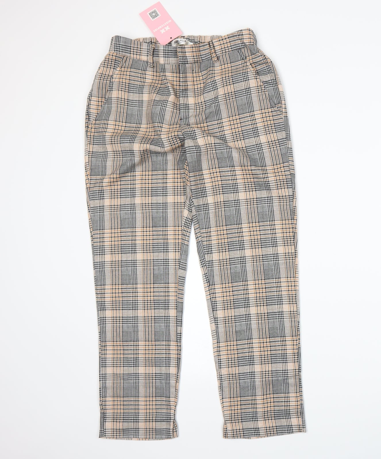 Missyempire Womens Orange Plaid  Trousers  Size 8 L25 in