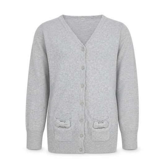 Front view of Tu boys’ grey cardigan jumper, size 5, years