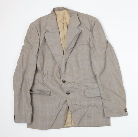 Preworn Mens Beige Plaid  Jacket Suit Jacket Size M