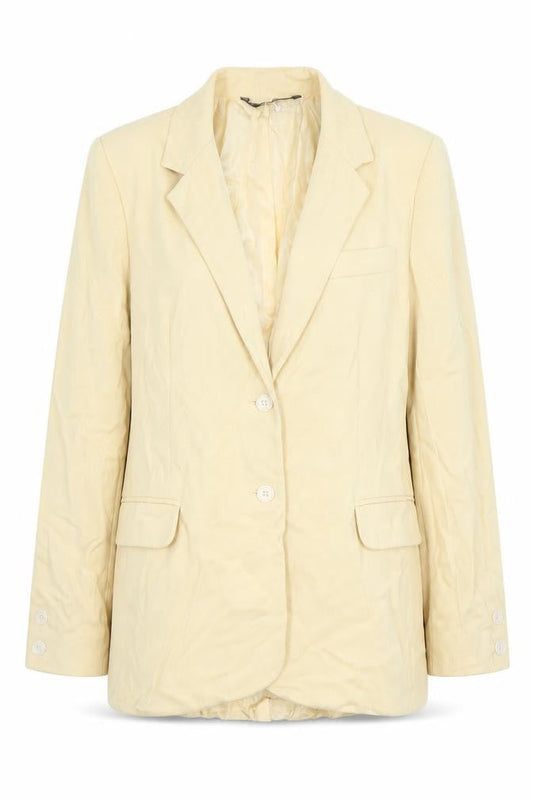 Front view of Libra women’s yellow jacket suit jacket, size UK 12