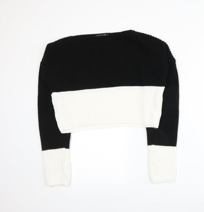 Additional front view of PRETTYLITTLETHING women’s black knit jumper, size S