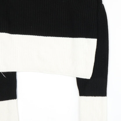 Brand and care label for PRETTYLITTLETHING women’s black knit jumper, size S