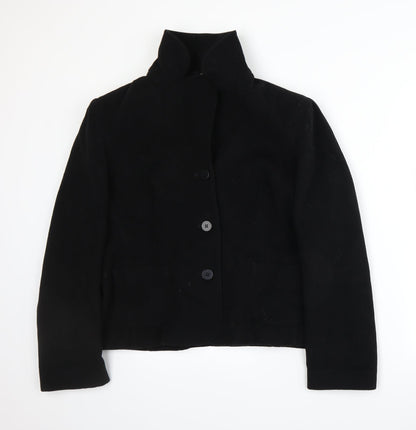 Front view of EWM women’s black jacket suit jacket, size UK 16