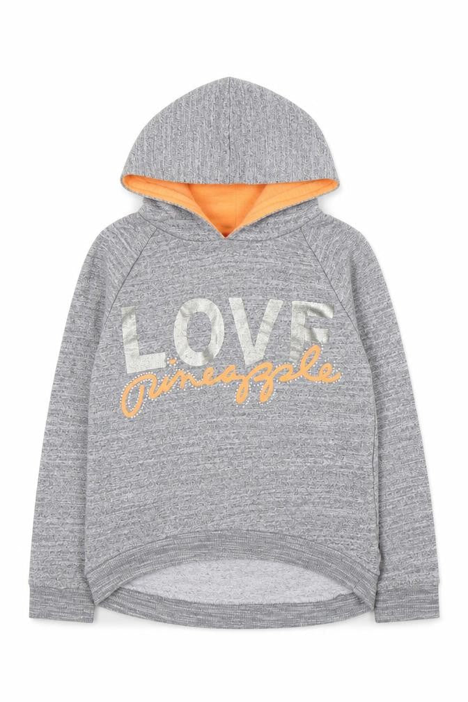 Pineapple Girls Grey   Pullover Hoodie Size 11-12 Years