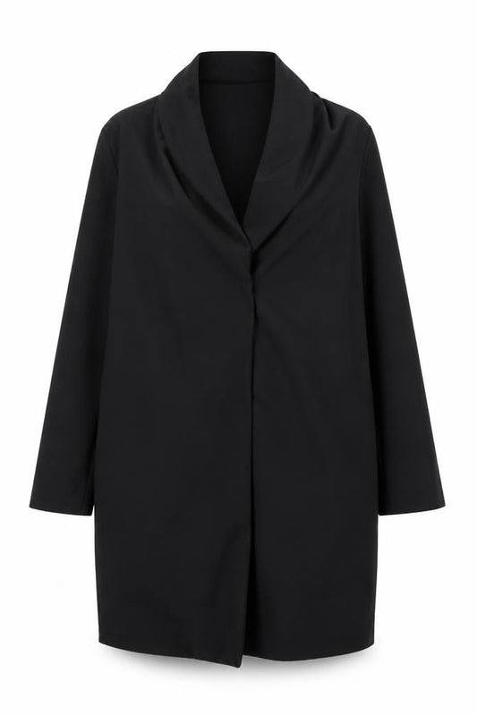 Front view of H&M women’s black jacket, size UK 10