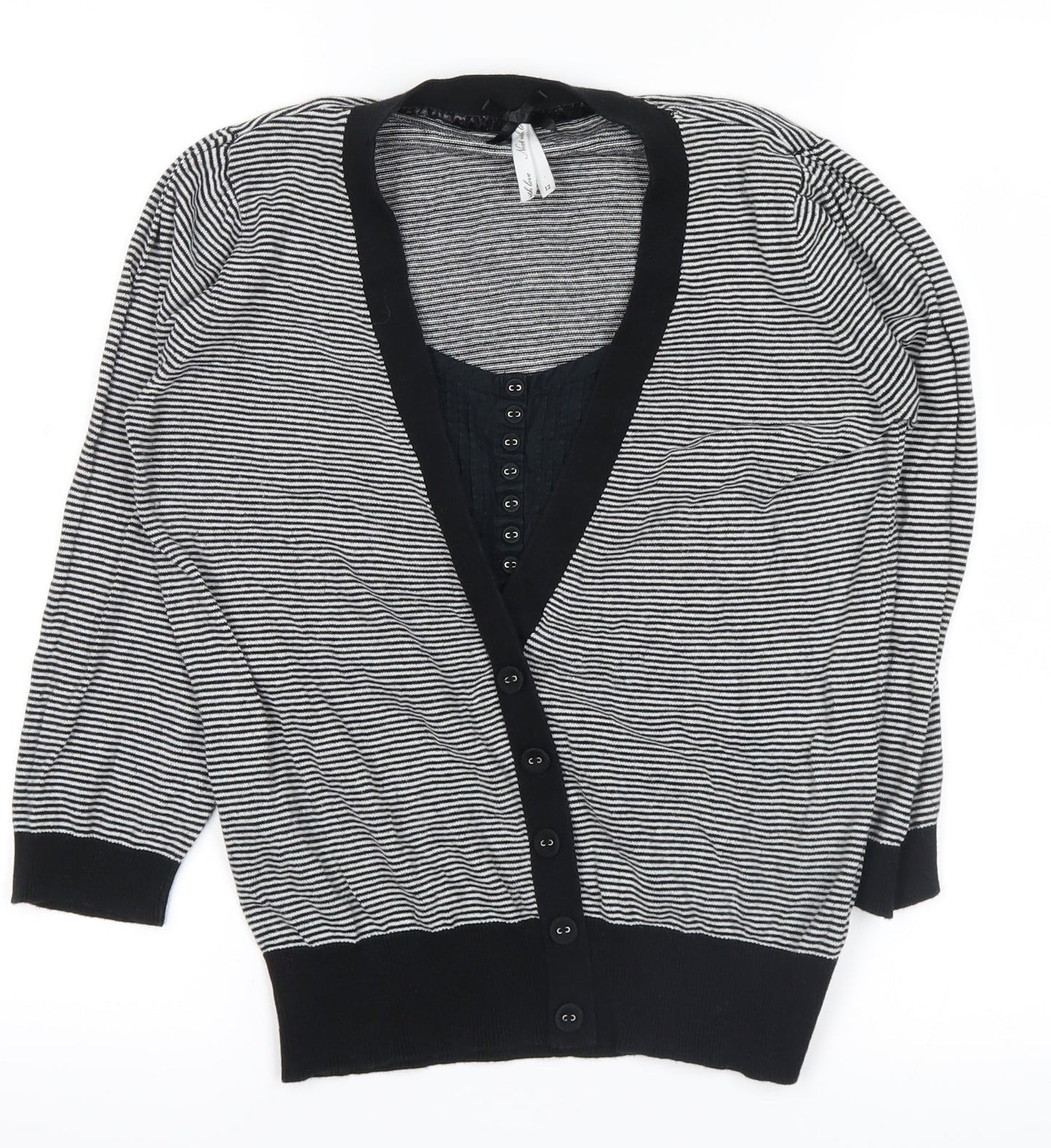 NEXT Womens Black Striped  Pullover Jumper Size 12