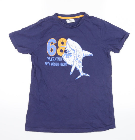 F&F Boys Blue   Basic T-Shirt Size 11 Years  - shark
