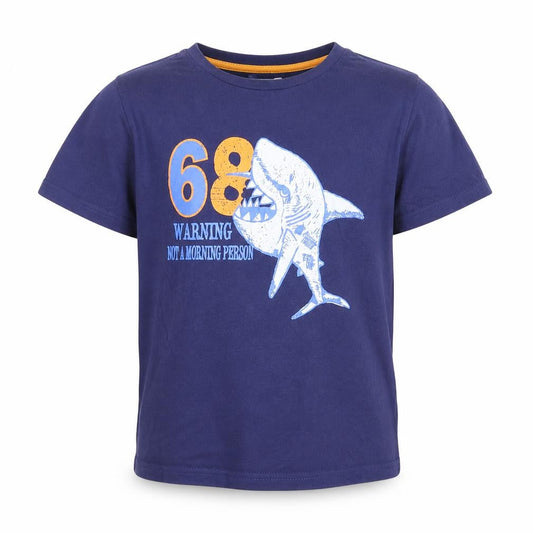 Front view of F&F boys’ blue basic t-shirt, size 11, years - shark