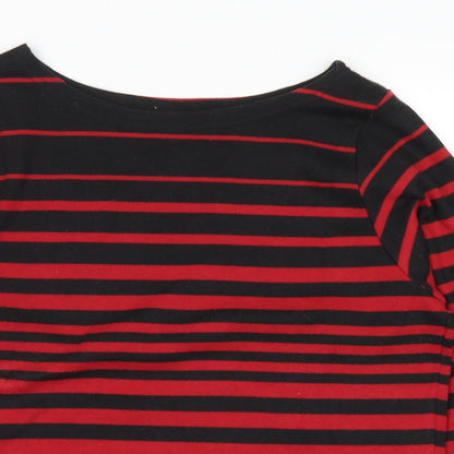 Close-up detail of Joie De Vivre women’s red striped jumper, size L