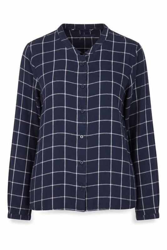 Marks and Spencer Womens Blue Check Flannel Basic Button-Up Size 6