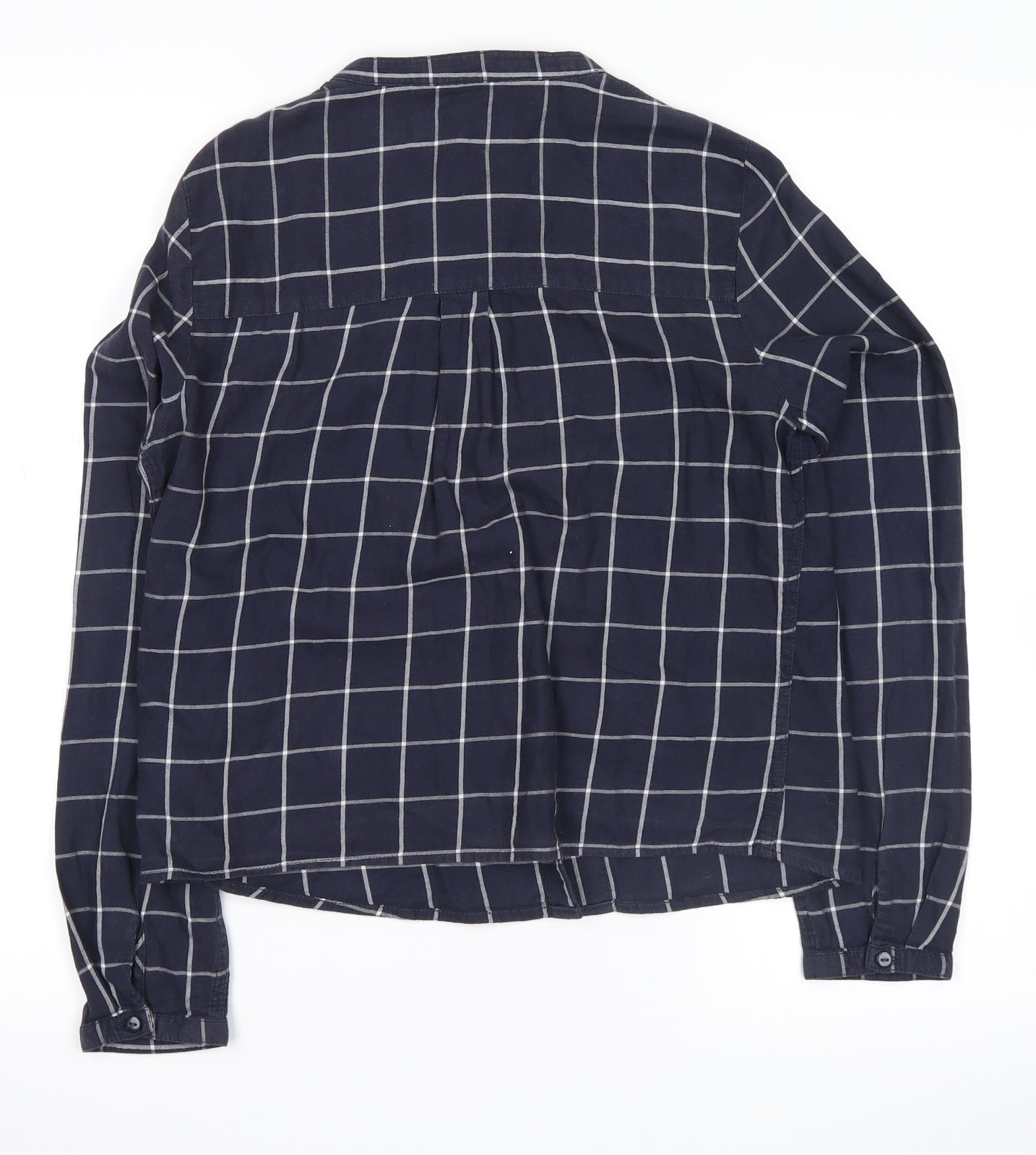 Marks and Spencer Womens Blue Check Flannel Basic Button-Up Size 6
