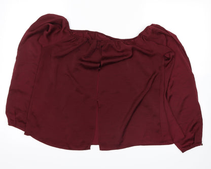 Front view of River Island women’s red basic blouse, size UK 12