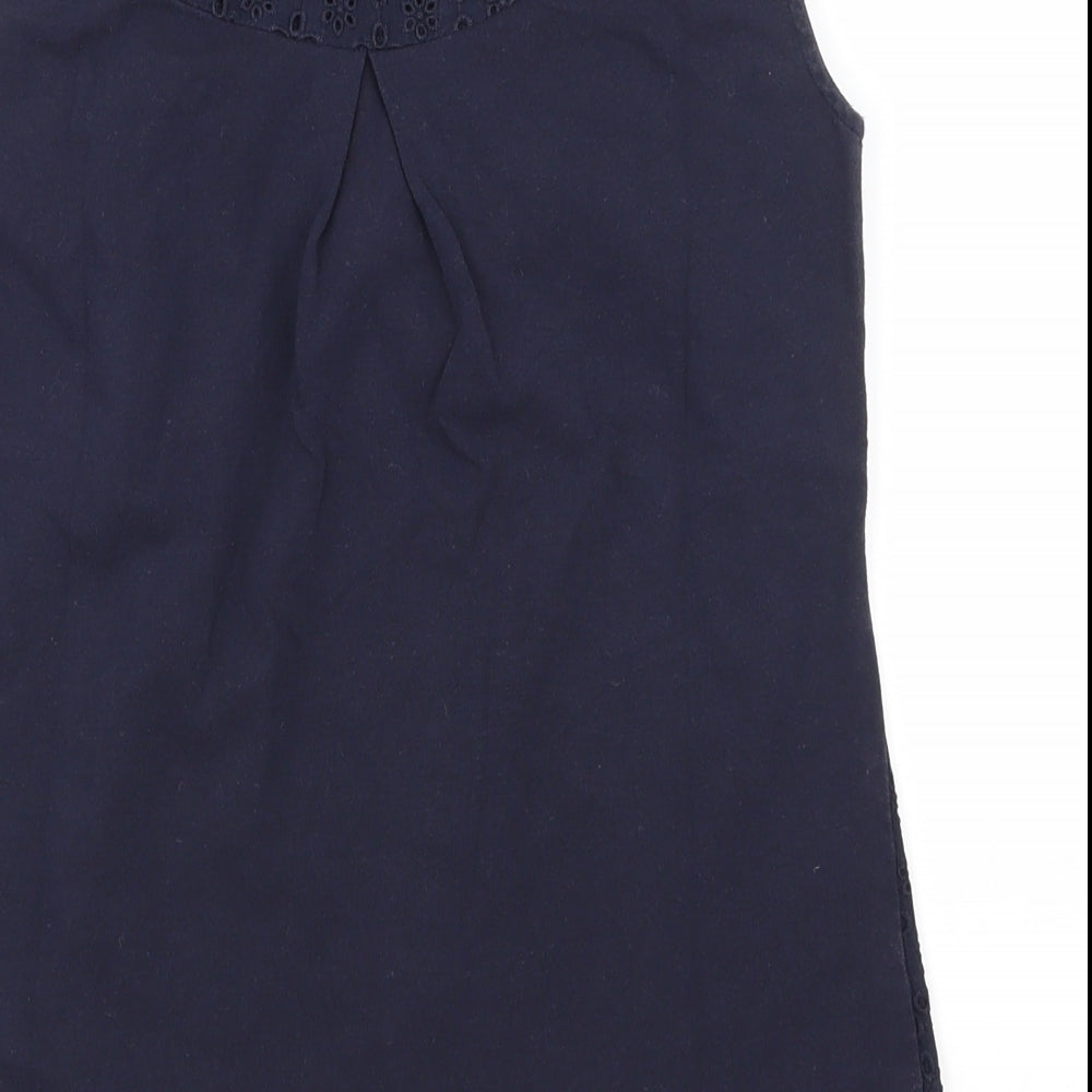 Amphora Womens Blue Floral  Basic T-Shirt Size 8