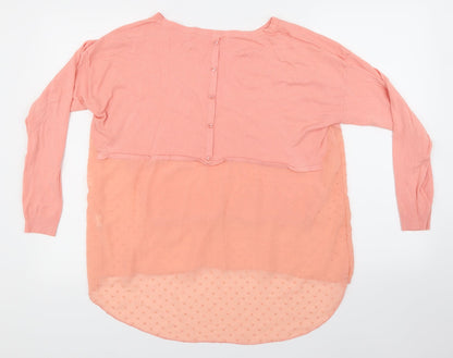 Front view of Bonmarché women’s pink basic blouse, size M