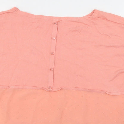 Close-up detail of Bonmarché women’s pink basic blouse, size M
