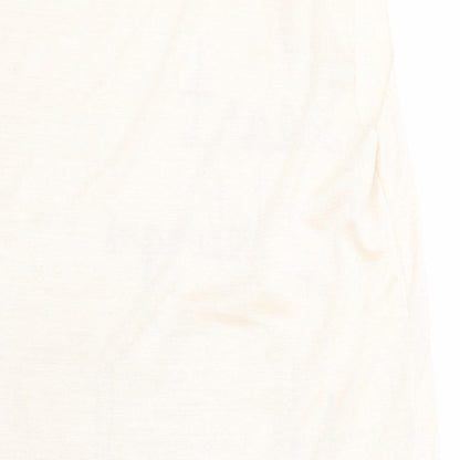 Brand and care label for River Isalnd women’s beige basic t-shirt, size UK 12