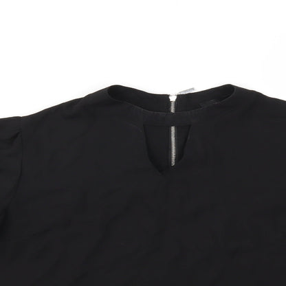 Close-up detail of Atmosphere women’s black basic blouse, size UK 10