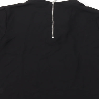 Brand and care label for Atmosphere women’s black basic blouse, size UK 10