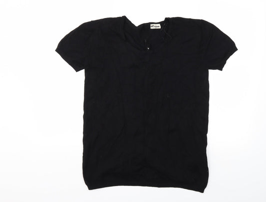 tezens Womens Black  Knit Pullover Jumper Size S