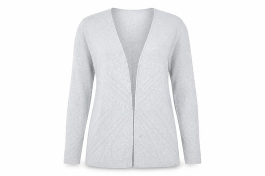 Front view of Principles women’s grey knit cardigan jumper, size UK 12