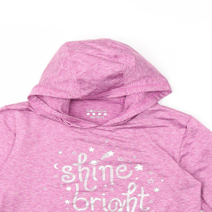 Close-up detail of soulux girls’ purple pullover hoodie, size 12, years