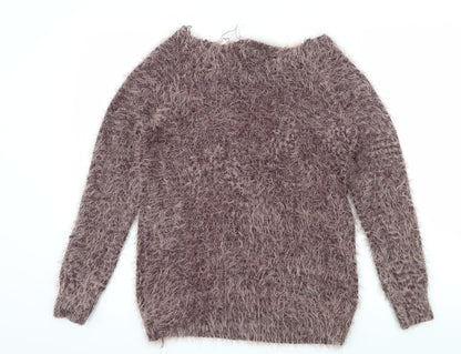 Additional front view of Select women’s purple knit jumper, size UK 12