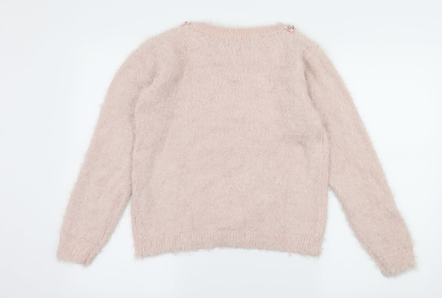 Select Womens Pink  Knit Pullover Jumper Size 10  - Embelished Neckline