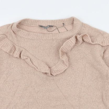 Close-up detail of Fluid women’s pink knit jumper, size UK 8