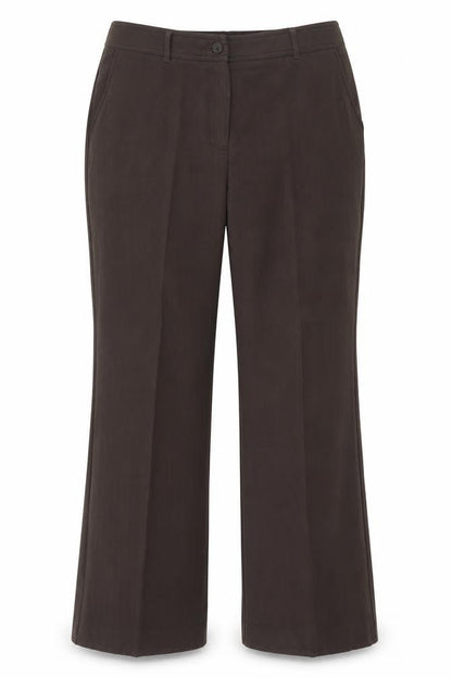 Front view of Soon women’s brown trousers, size UK 14, 30.5-inch leg