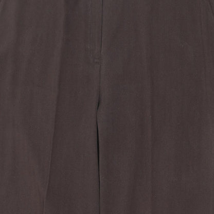 Close-up detail of Soon women’s brown trousers, size UK 14, 30.5-inch leg