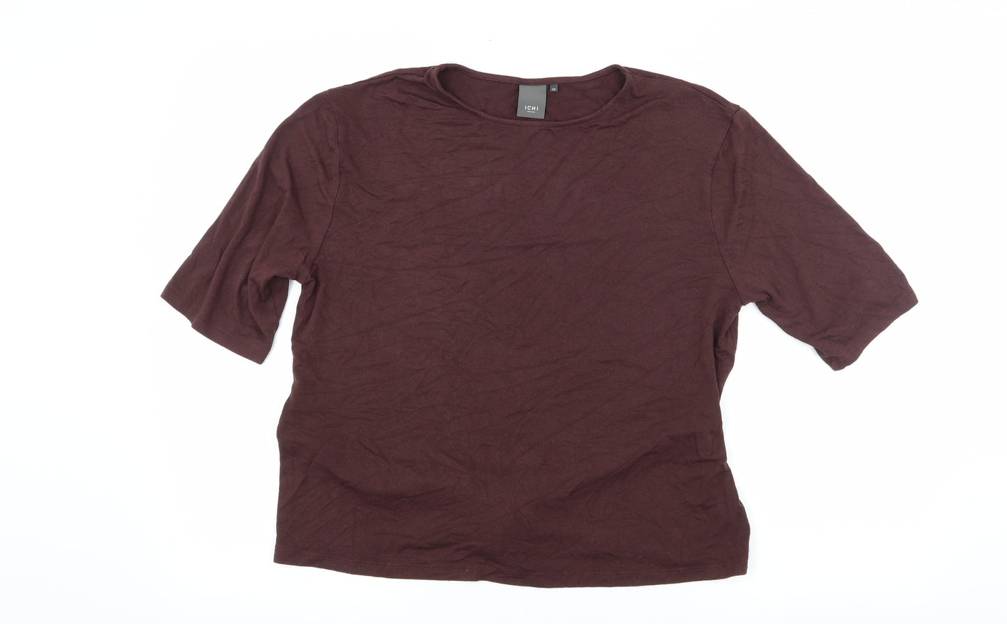 ICHI Womens Brown  Jersey Basic T-Shirt Size XS