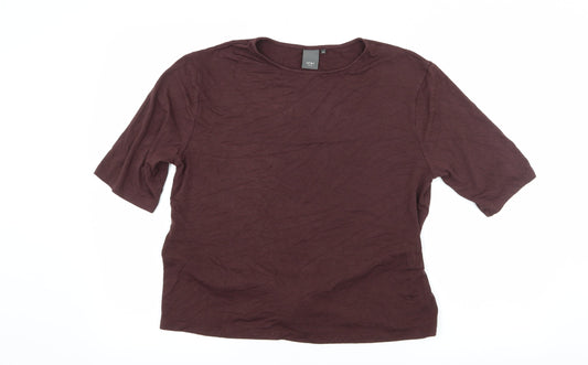 ICHI Womens Brown  Jersey Basic T-Shirt Size XS