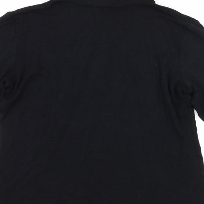 Brand and care label for Dorothy Perkins women’s black jersey basic t-shirt, size UK 8