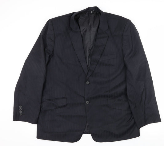 Preworn Mens Blue Striped  Jacket Suit Jacket Size XL