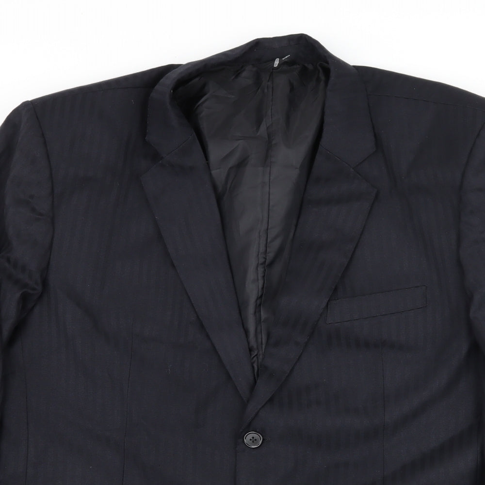 Preworn Mens Blue Striped  Jacket Suit Jacket Size XL