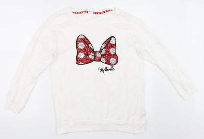 Additional front view of Disney women’s white pullover sweatshirt, size UK 10