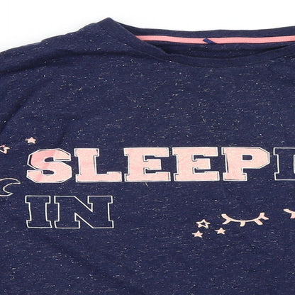 Close-up detail of George girls’ blue solid top pyjama top, size 13-14, years