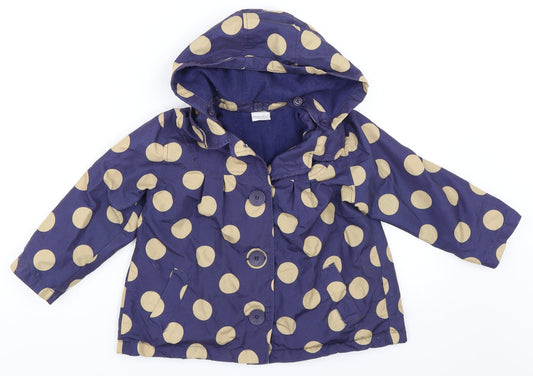 Mini Club Girls Blue Polka Dot  Basic Coat Coat Size 3-4 Years