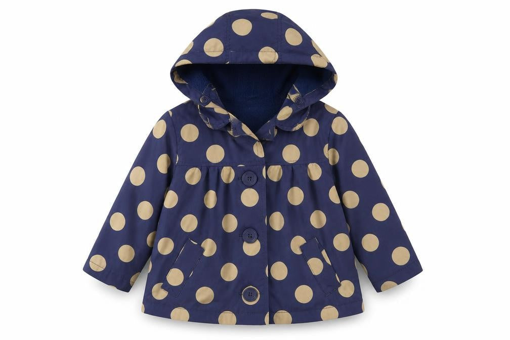 Mini Club Girls Blue Polka Dot  Basic Coat Coat Size 3-4 Years