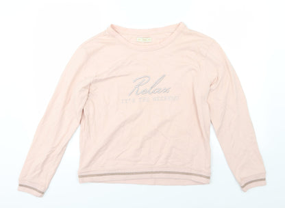 Additional front view of F&F women’s pink jersey pullover sweatshirt, size UK 12, - relax