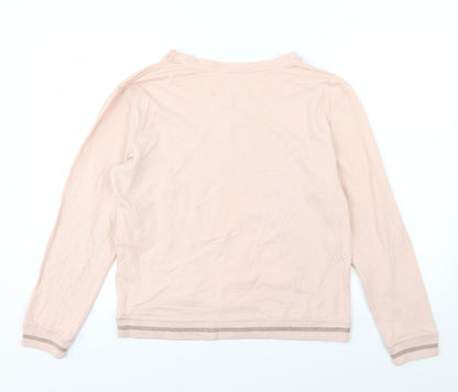 Back view of F&F women’s pink jersey pullover sweatshirt, size UK 12, - relax