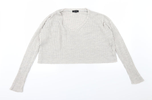 New Look Womens Grey  Knit Pullover Jumper Size S