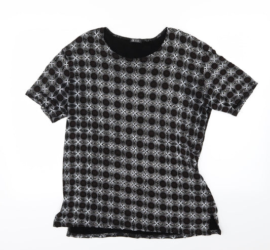 Eye Casuals Womens Black Geometric  Basic T-Shirt Size XL