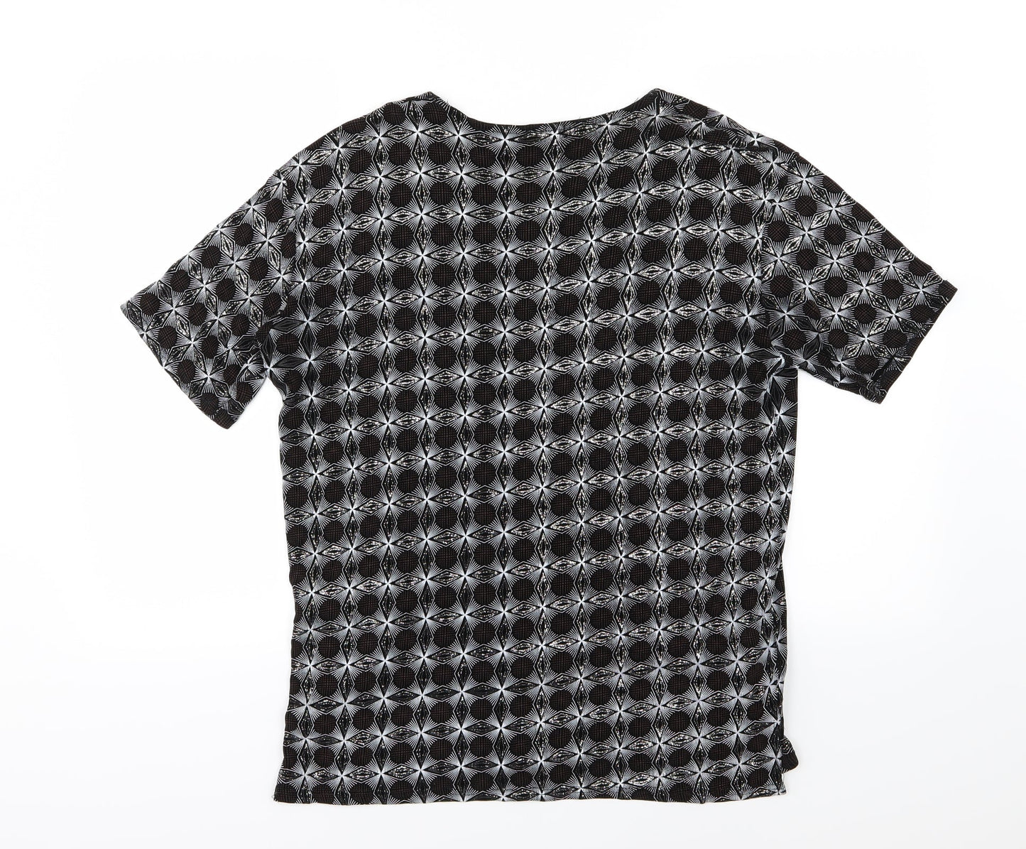 Eye Casuals Womens Black Geometric  Basic T-Shirt Size XL