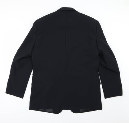 Back view of Premier MAN men’s black rayon jacket suit jacket, size 42