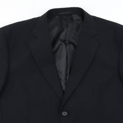 Close-up detail of Premier MAN men’s black rayon jacket suit jacket, size 42