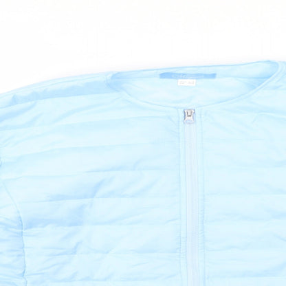 Close-up detail of Margaux women’s blue jacket, size UK 16