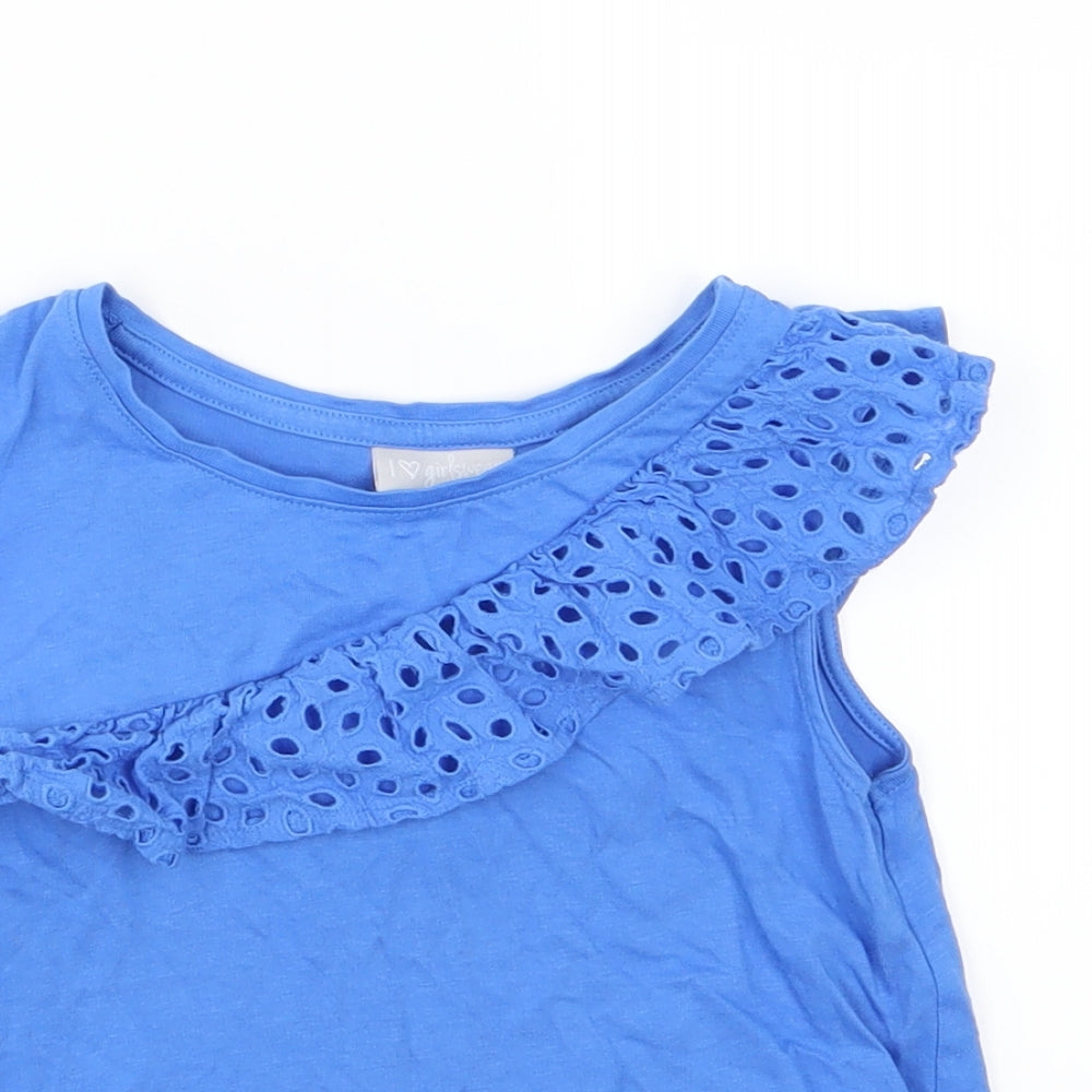 Matalan Girls Blue  Jersey Basic T-Shirt Size 6 Years