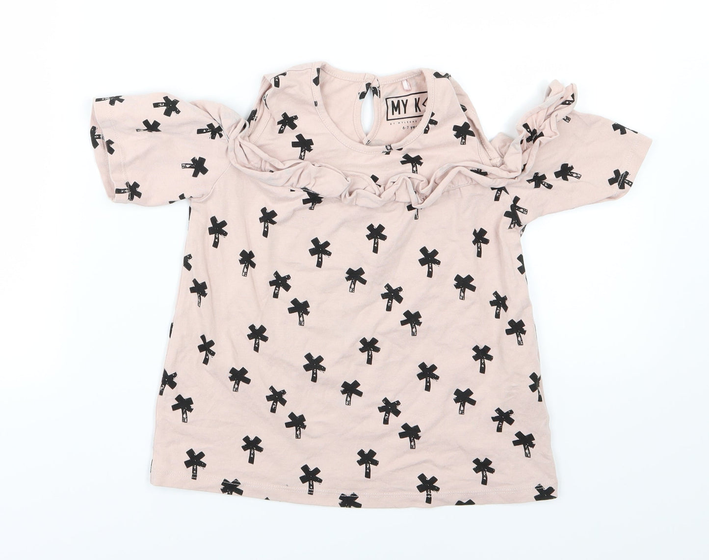 Mothercare Girls Pink  Jersey Basic T-Shirt Size 6-7 Years  - Cross