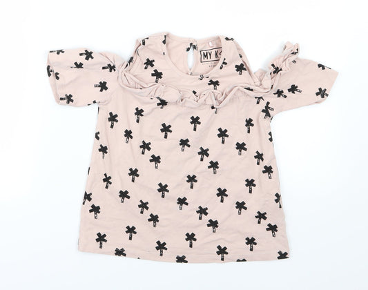 Mothercare Girls Pink  Jersey Basic T-Shirt Size 6-7 Years  - Cross
